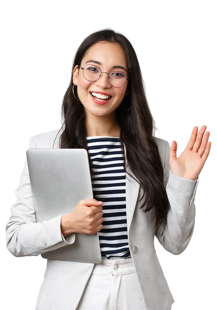 business finance employment female successful entrepreneurs concept confident good looking female office manager lady white jacket smiling looking determined win case court