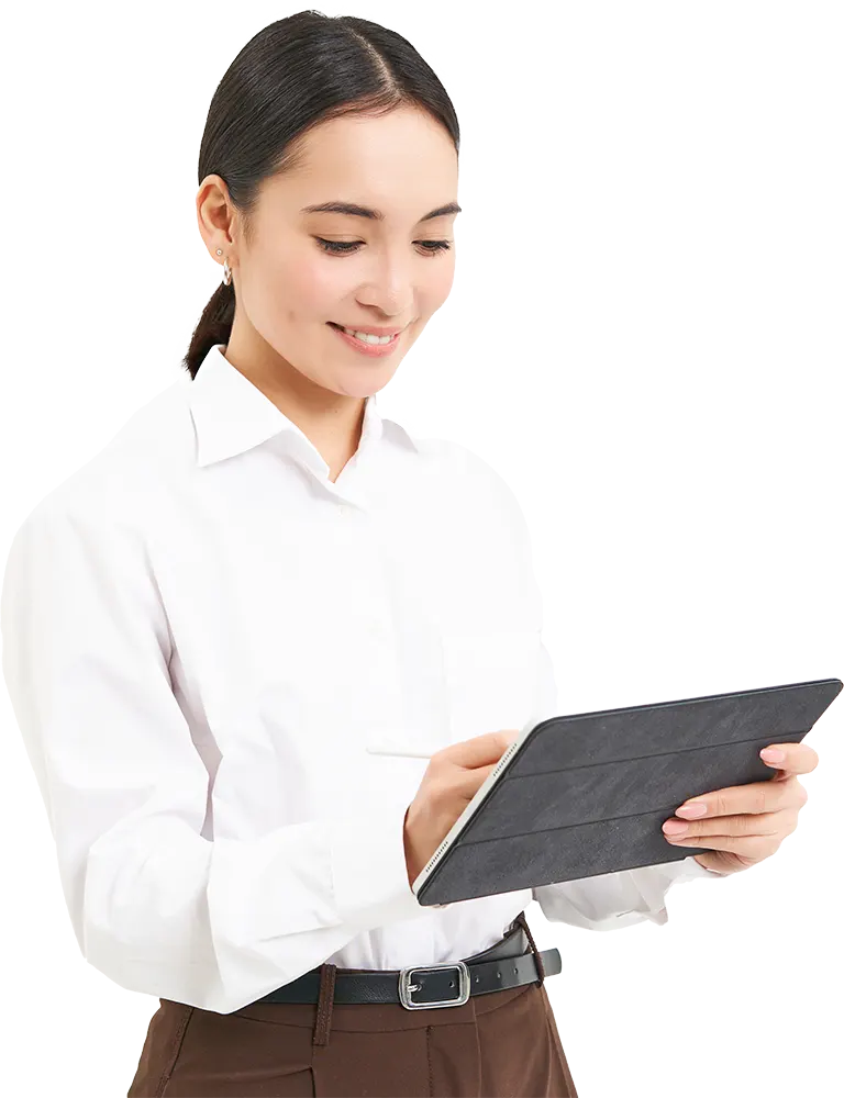 Asian woman with digital tablet